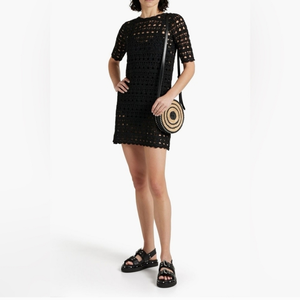 Ganni Shimmer Black Crochet Dress